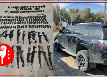 Elementos de la Sedena y la GN aseguran en Sonora 14 camionetas que eran usadas para transportar armamento (FOTOS)