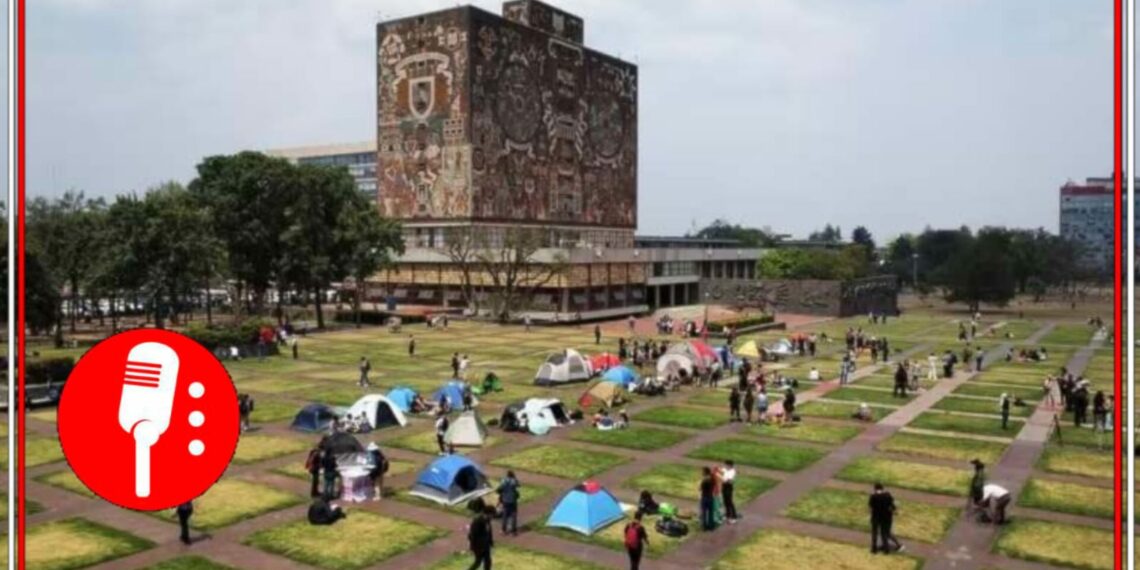 Campamento de estudiantes de la UNAM. Foto, vía: Al Mayadeen