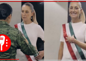 Claudia Sheinbaum se alista para convertirse en la primera presidenta de México y se mide la banda presidencial elaborada por una mujer elemento de SEDENA